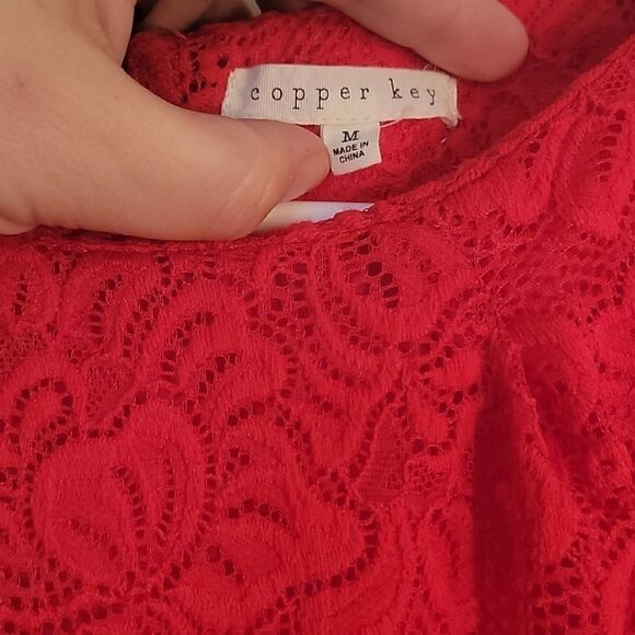 Copper Key red floral overlay dress size S - Picture 2 of 4